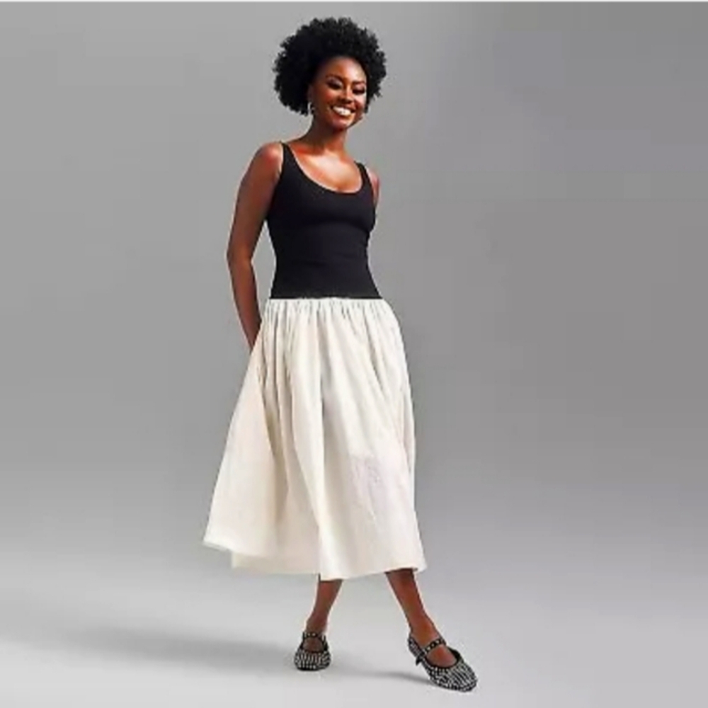 Future Collective Dropped Waist Contrast Dress Small